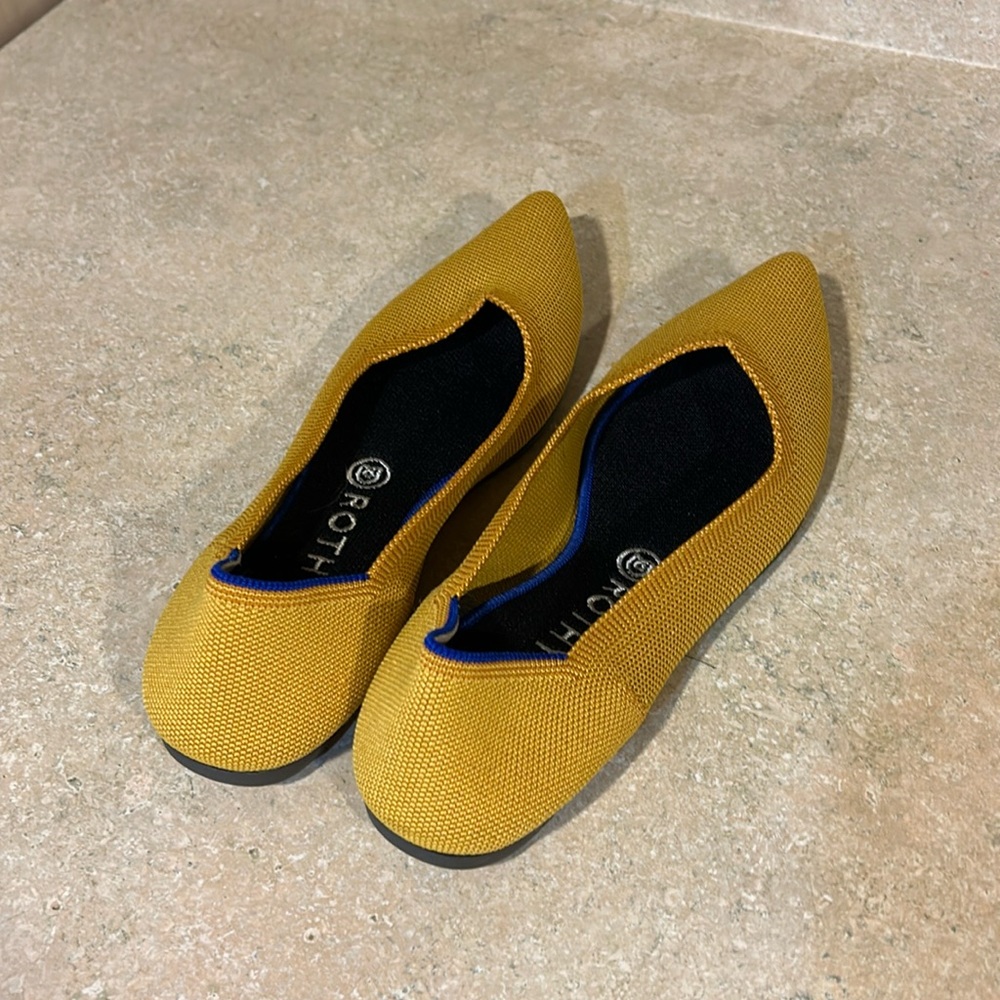 Rothy’s Point Toe Flat Mustard Yellow